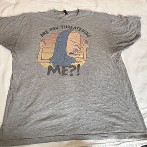 Men’s Gray Beavis ‘Are You Threatening Me?’ Graphic T-Shirt